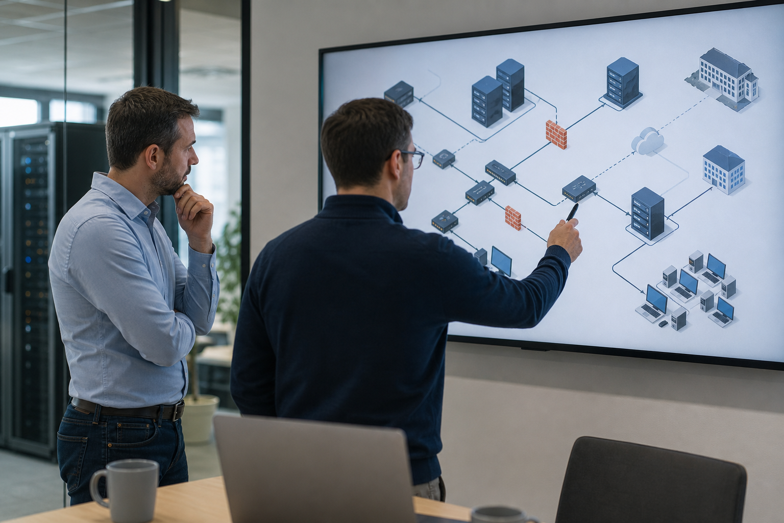 Audit d’infrastructure informatique en PME avec cartographie réseau, serveurs et équipements critiques avant changement de prestataire IT