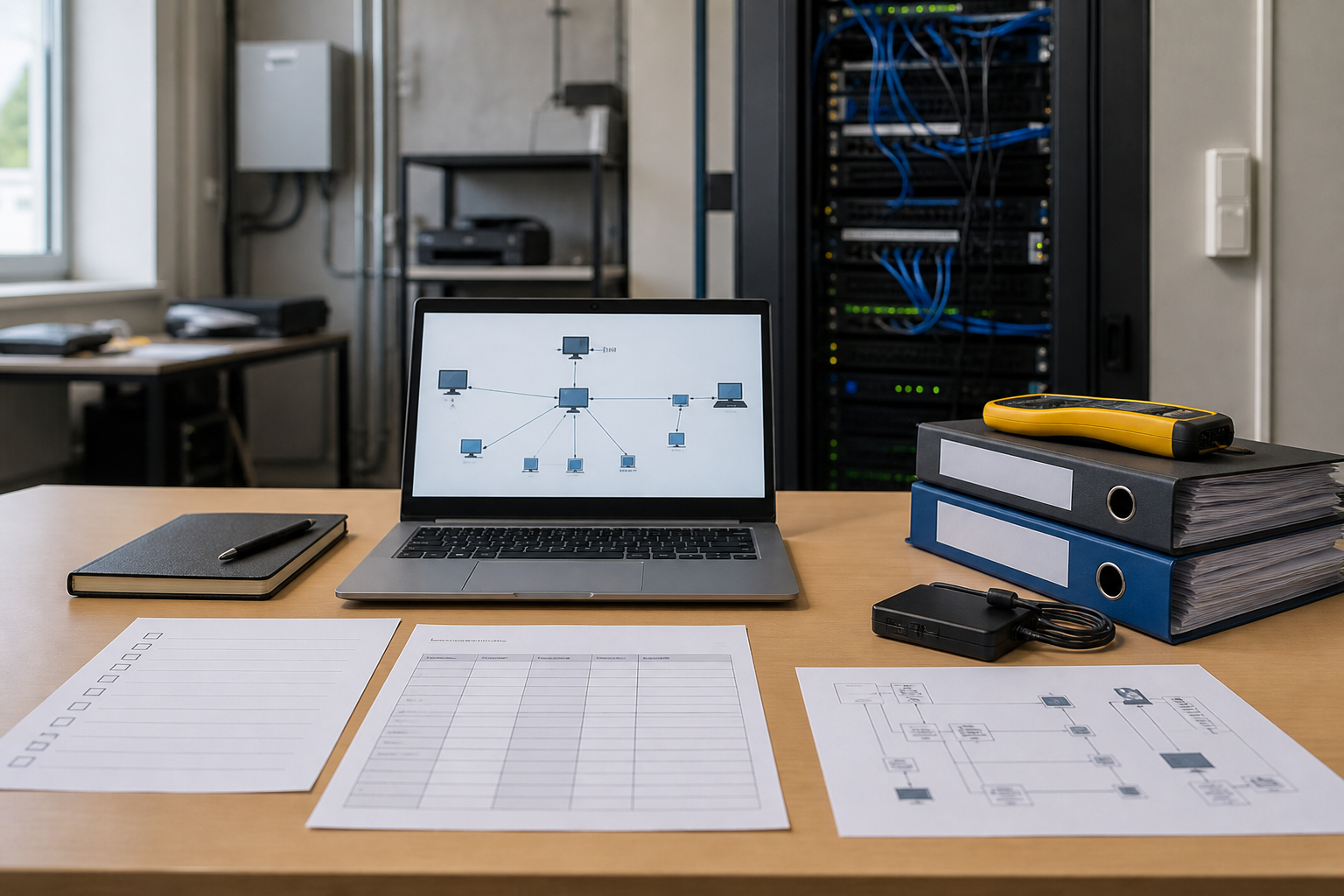 Documentation technique de réversibilité IT avec schéma réseau, procédures de sauvegarde et liste d’équipements pour un site multi-sites ou industriel